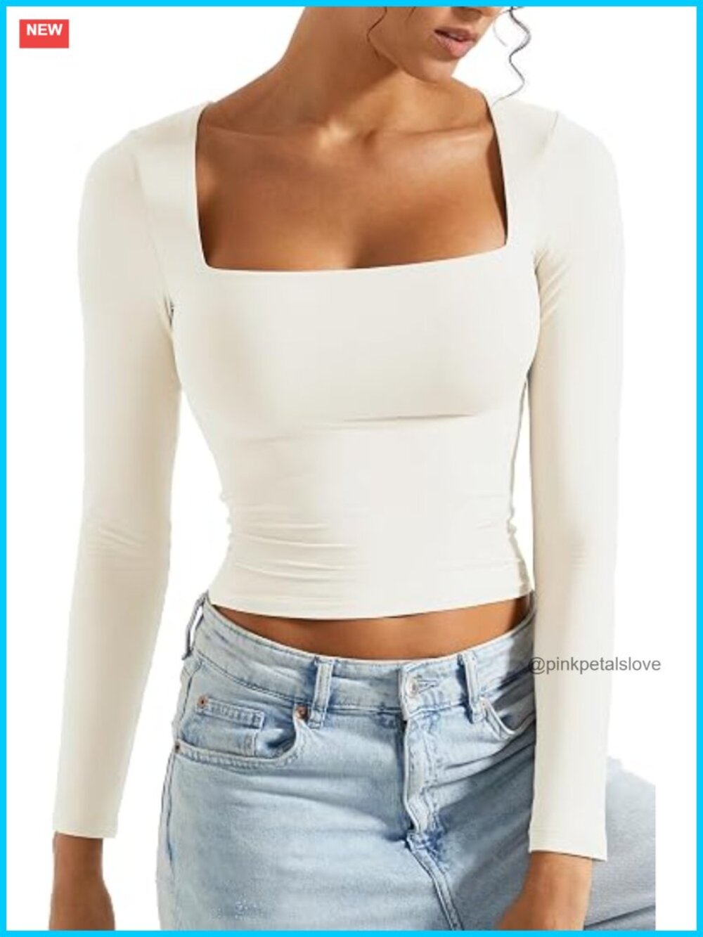 Square Neck Long Sleeve Going Out Top Fitted Bodycon